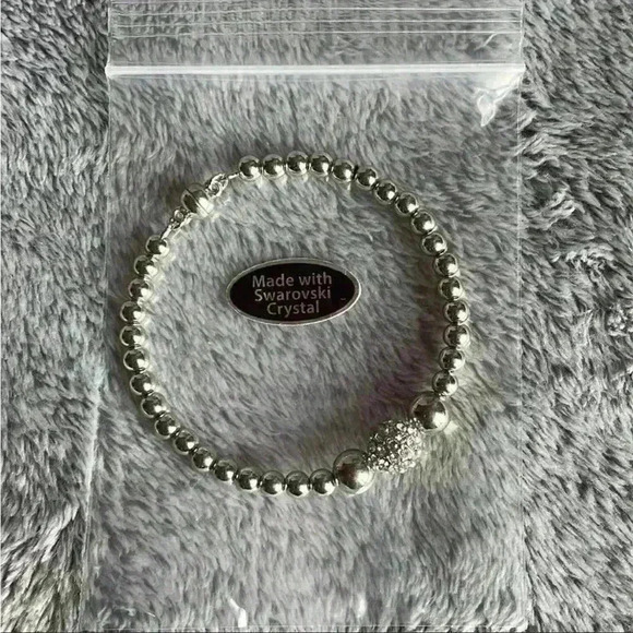 Swarovski Elements Bracelets - Silver Beaded Bracelet w/ Magnetic Clasp New - Picture 8 of 8